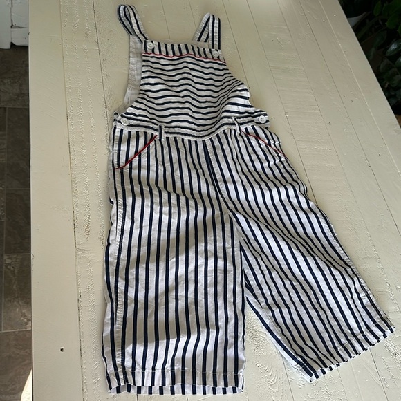 BEEBAY 7years made in India, striped romper, blue, white, and red - Picture 1 of 7